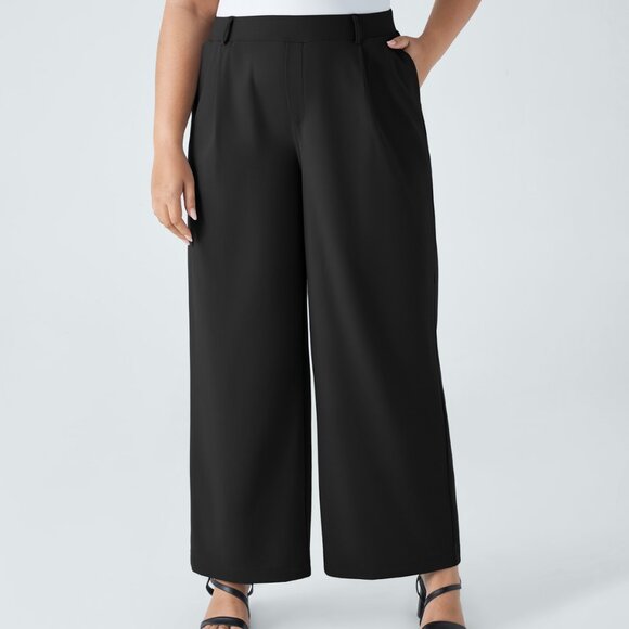 Harala High Waisted Pocket Straight Leg Work Plus Size Pants, 1W, 18W - Picture 2 of 4